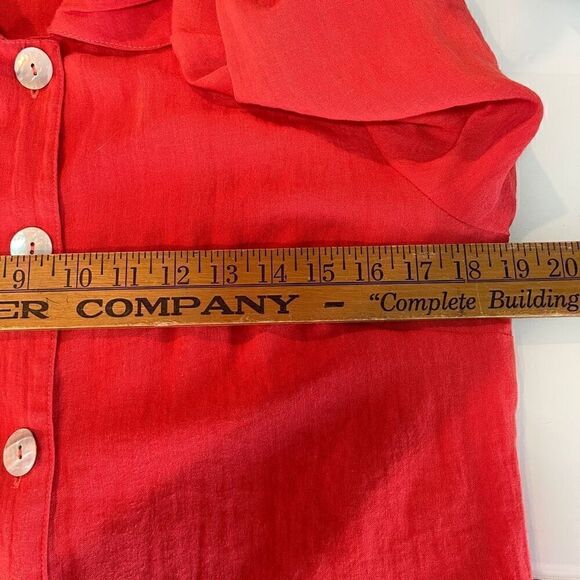Fridaze Orange Linen Redefined 3/4 Sleeve Button Up Shirt Jacket Small - Picture 8 of 8